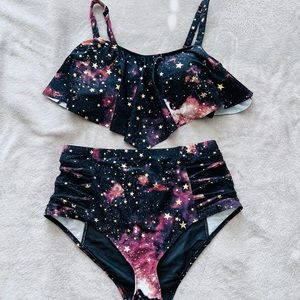 Torrid Celestial Metallic Star Galaxy Bikini Set Sz 12